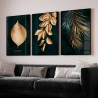 Quadro Decorativo Folhagens Preto Dourado