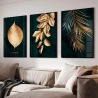 Quadro Decorativo Folhagens Preto Dourado