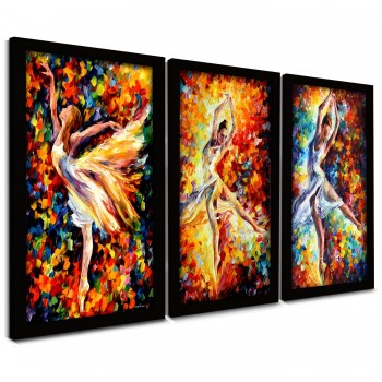 "Trio Quadros Decorativos  Bailarina Abstrato