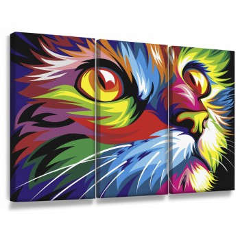 "Quadros Decorativos Sala Gatos Coloridos Arte Animais Lindo
