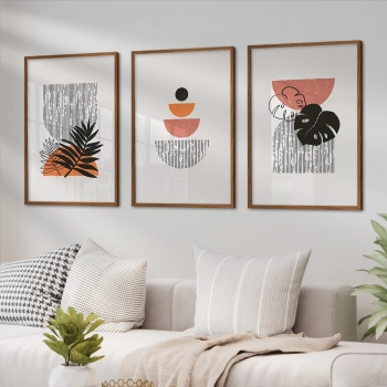 Quadro Decorativo Boho Laranja Folhas