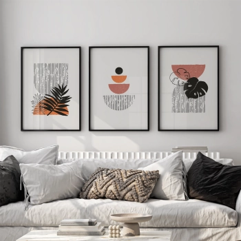 Quadro Decorativo Boho Laranja Folhas