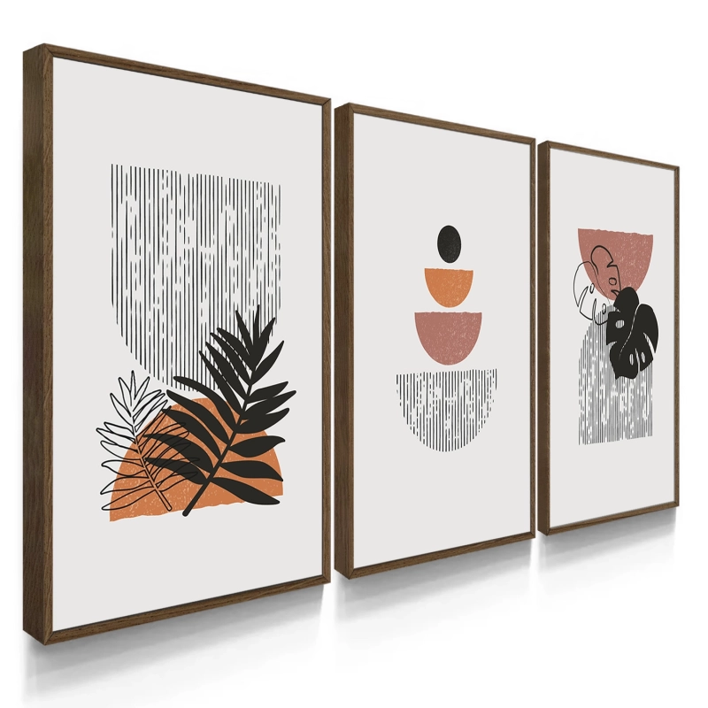 Quadro Decorativo Boho Laranja Folhas Quadro Decorativo Boho Laranja Folhas