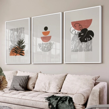 Quadro Decorativo Boho Laranja Folhas