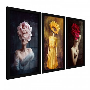 Quadro Decorativo Abstrato Mulheres Flores