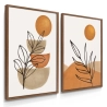 Quadro Decorativo Duo Boho Folhas Laranja