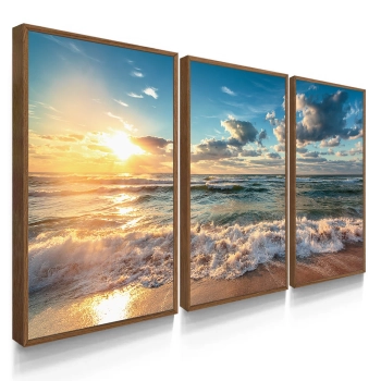 Quadro Decorativo Duo Praia Nascer do Sol