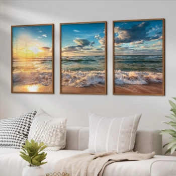 Quadro Decorativo Duo Praia Nascer do Sol