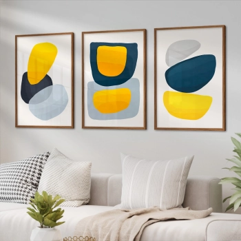 Quadro Decorativo Trio Abstrato Amazul