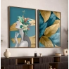 Quadro Decorativo Duo Mulher e Flores Turquesa