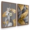 Quadro Decorativo Duo Mulher e Flores Cinza
