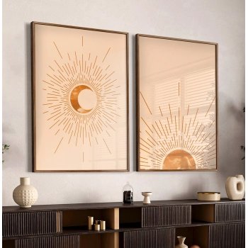 Quadro Decorativo Duo Boho Sol e Lua