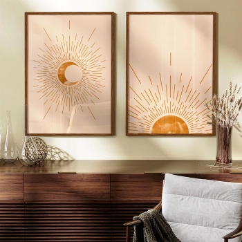 Quadro Decorativo Duo Boho Sol e Lua