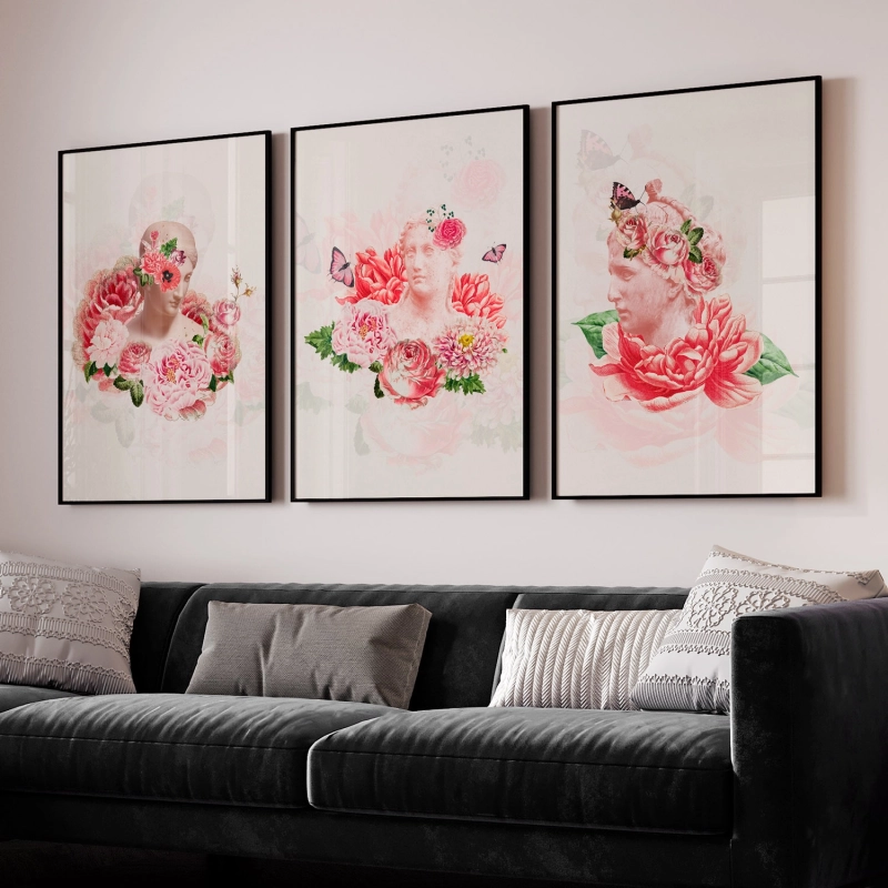 Quadro Decorativo Busto Flores Quadro Decorativo Busto Flores