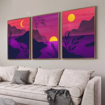 Quadro Decorativo Anoitecer Roxo