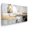 Quadro Decorativo em Canvas Abstrato Cinza e Dourado