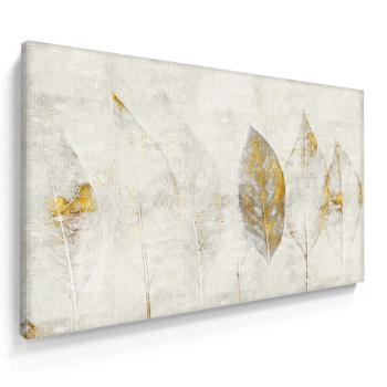 Quadro Decorativo em Canvas Folhas Douradas