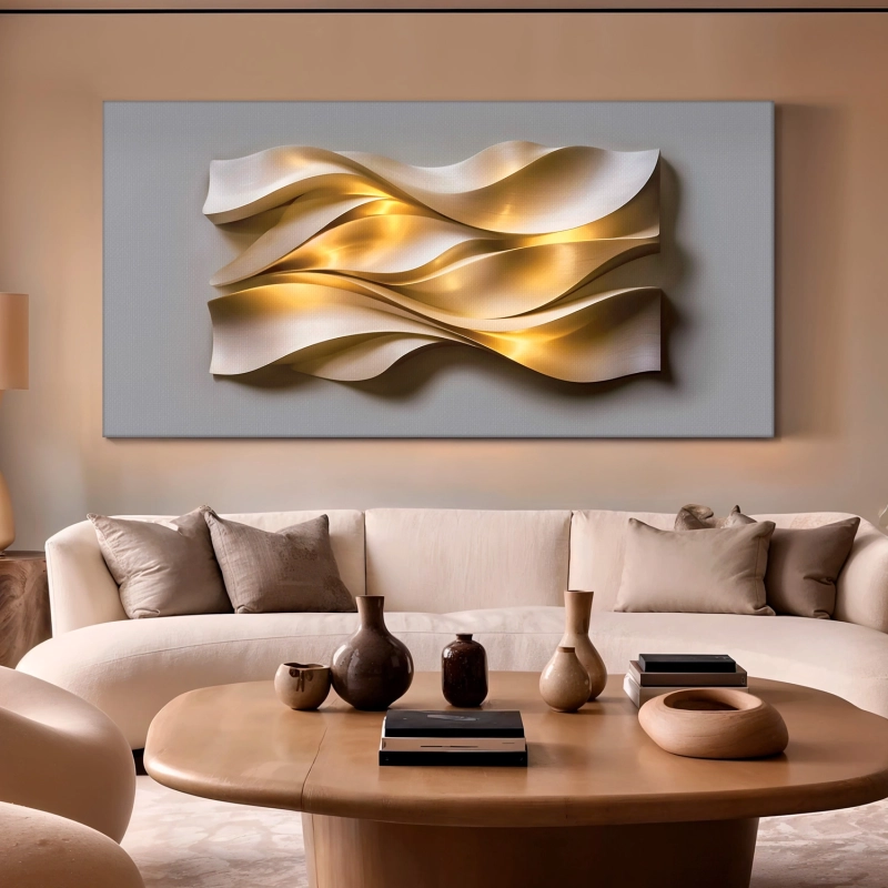 Quadro Decorativo Canvas Ondas Metalizadas