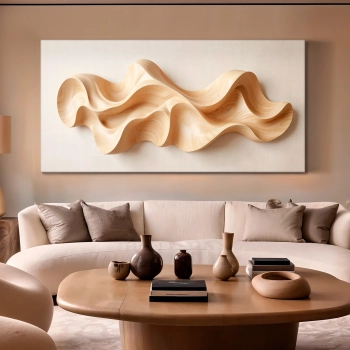 Quadro Decorativo Canvas Escultura Estilo Madeira