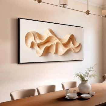 Quadro Decorativo Canvas Escultura Estilo Madeira