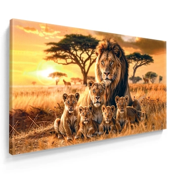 Quadro Decorativo Canvas Família de Leões
