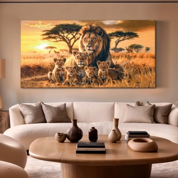 Quadro Decorativo Canvas Família de Leões