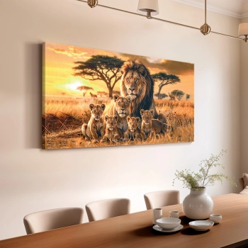 Quadro Decorativo Canvas Família de Leões
