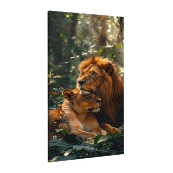 Quadro Decorativo Canvas Casal de Leões Selva