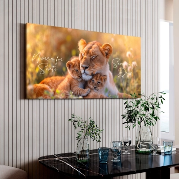 Quadro Decorativo Canvas Leoa Nunca Foi Sorte