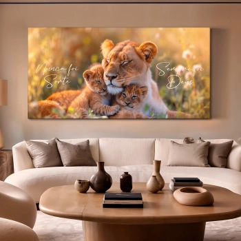 Quadro Decorativo Canvas Leoa Nunca Foi Sorte