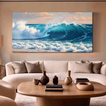Quadro Decorativo Canvas Ondas do Mar Tubulares