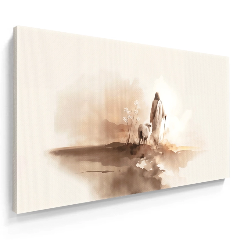 Quadro Decorativo Canvas Jesus e Ovelhas