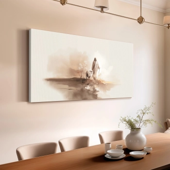 Quadro Decorativo Canvas Jesus e Ovelhas