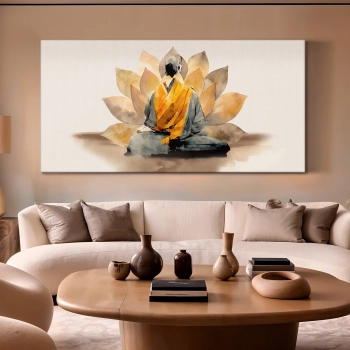 Quadro Decorativo Canvas Monge e Lotus