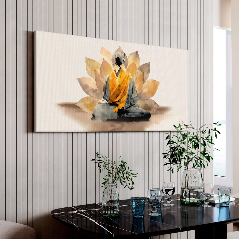 Quadro Decorativo Canvas Monge e Lotus